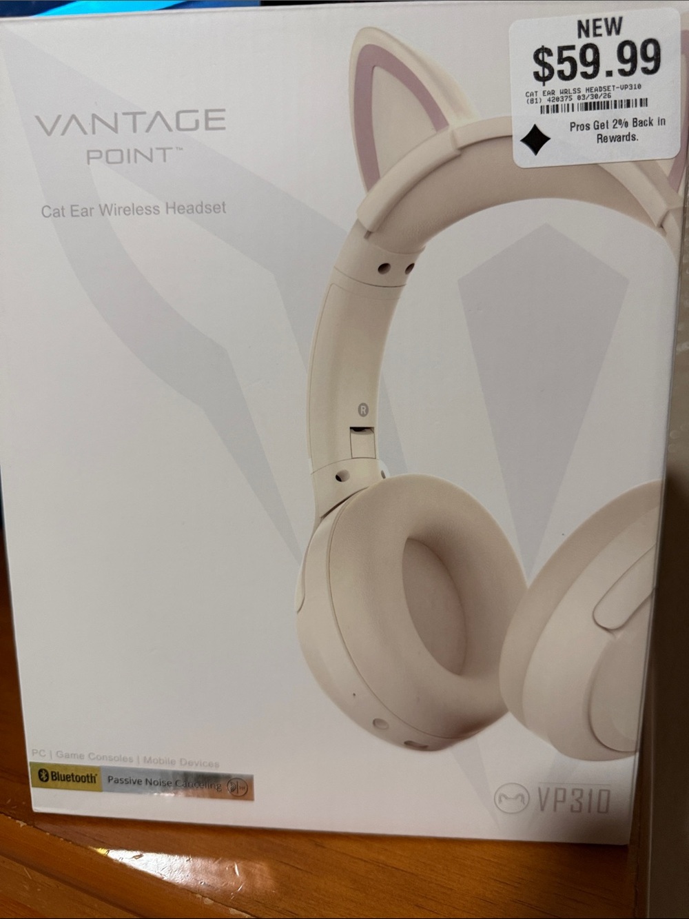 VP310 Cat Ear Wireless Headset - Cream